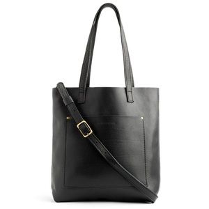 Portland Leather Crossbody Tote in Black
